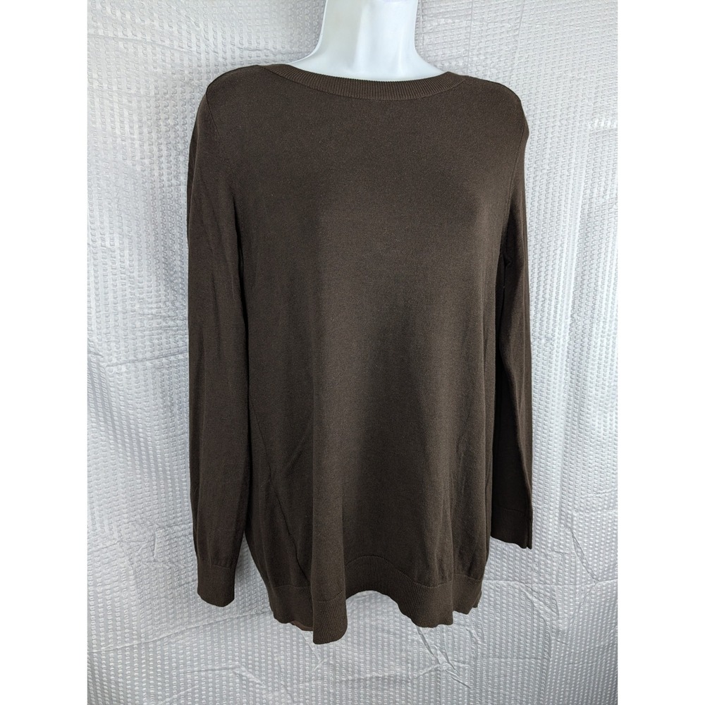 DG2 by Diane Gilman Chiffon Button Back Sweater XS Brown Mixed Media‎ Knit Top - Picture 2 of 14
